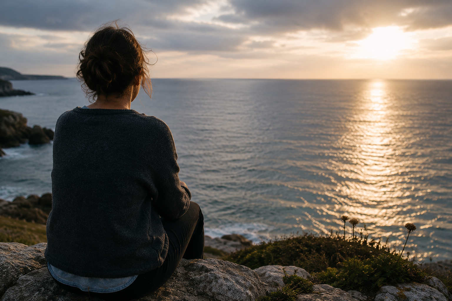 woman looking out to sea