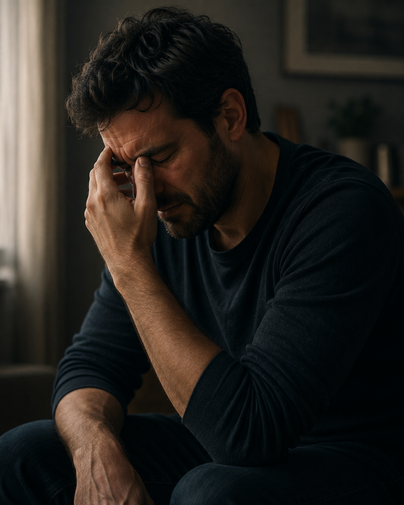 man who is feeling and doesn't want to talk about it